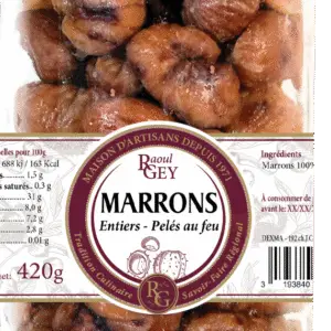 MARRONS ENTIERS PELÉS AU FEU 420GR