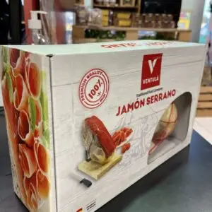 COFFRET MINI JAMBON SERRANO 2KG ENVIRON AVEC PLANCHE ET COUTEAU